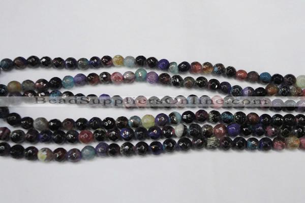 CAG5677 15 inches 6mm faceted round fire crackle agate beads