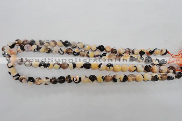 CAG5682 15 inches 8mm faceted round fire crackle agate beads