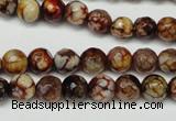 CAG5691 15 inches 8mm faceted round fire crackle agate beads