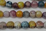 CAG5700 15 inches 8mm faceted round fire crackle agate beads