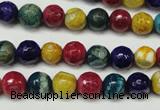 CAG5701 15 inches 8mm faceted round fire crackle agate beads