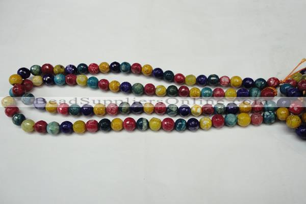 CAG5701 15 inches 8mm faceted round fire crackle agate beads