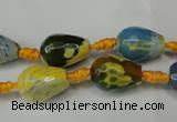 CAG5716 15 inches 10*14mm faceted teardrop fire crackle agate beads