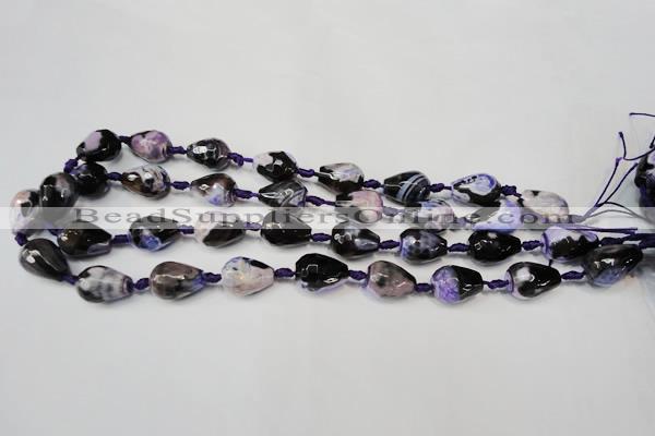 CAG5720 15 inches 12*16mm faceted teardrop fire crackle agate beads