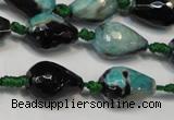 CAG5722 15 inches 12*16mm faceted teardrop fire crackle agate beads