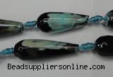 CAG5760 15 inches 10*30mm faceted teardrop fire crackle agate beads