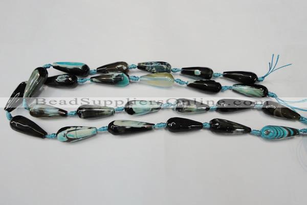 CAG5760 15 inches 10*30mm faceted teardrop fire crackle agate beads