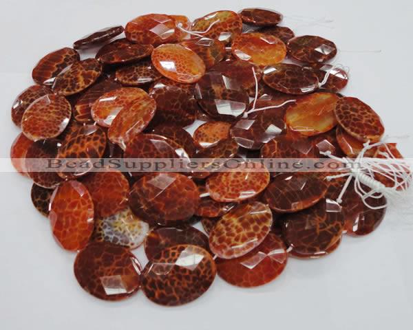 CAG578 15.5 inches 30*40mm faceted oval natural fire agate beads