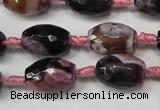 CAG5783 15 inches 12*16mm faceted rice fire crackle agate beads