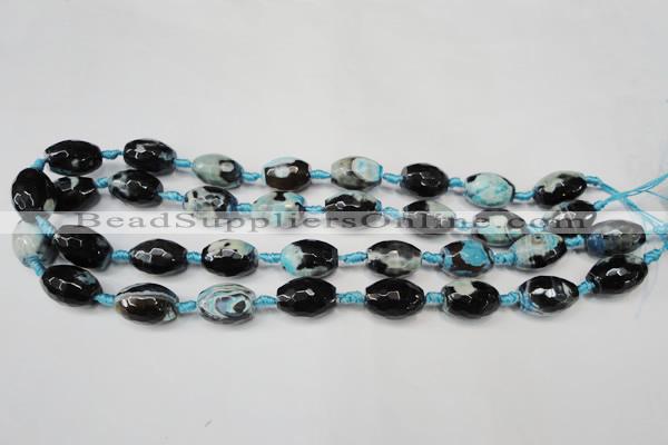 CAG5785 15 inches 12*16mm faceted rice fire crackle agate beads