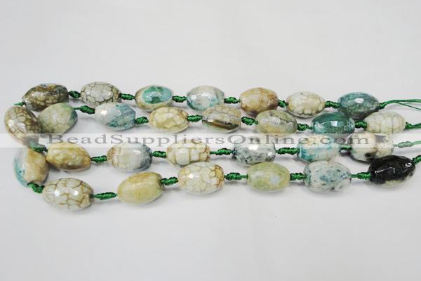 CAG5788 15 inches 13*18mm faceted rice fire crackle agate beads