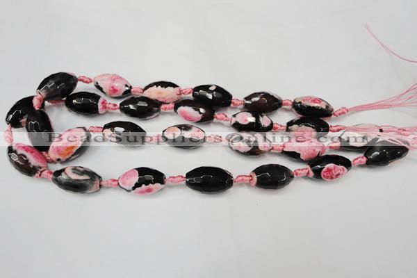 CAG5796 15 inches 13*22mm faceted rice fire crackle agate beads