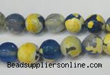 CAG5805 15 inches 10mm faceted round fire crackle agate beads