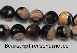 CAG5808 15 inches 10mm faceted round fire crackle agate beads