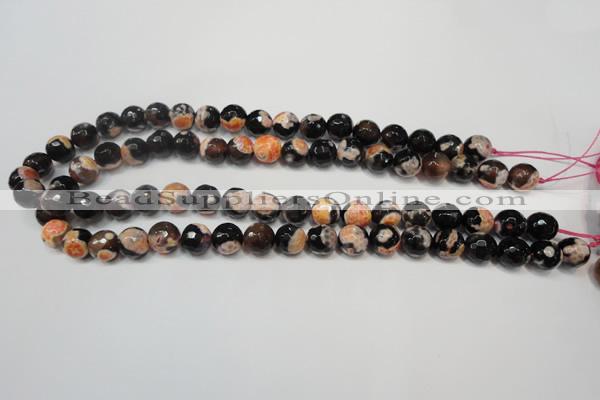 CAG5808 15 inches 10mm faceted round fire crackle agate beads