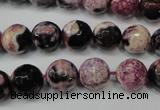 CAG5809 15 inches 10mm faceted round fire crackle agate beads