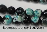 CAG5811 15 inches 10mm faceted round fire crackle agate beads