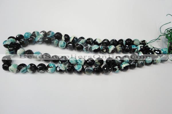 CAG5811 15 inches 10mm faceted round fire crackle agate beads