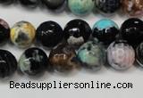 CAG5813 15 inches 10mm faceted round fire crackle agate beads