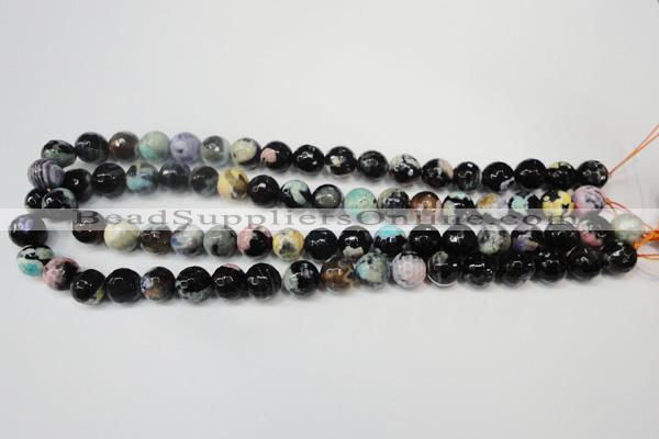 CAG5813 15 inches 10mm faceted round fire crackle agate beads