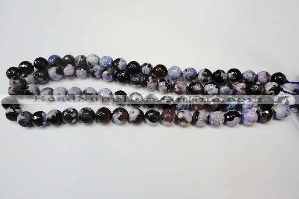 CAG5814 15 inches 10mm faceted round fire crackle agate beads