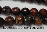 CAG5816 15 inches 10mm faceted round fire crackle agate beads