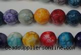 CAG5818 15 inches 10mm faceted round fire crackle agate beads