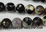 CAG5822 15 inches 12mm faceted round fire crackle agate beads