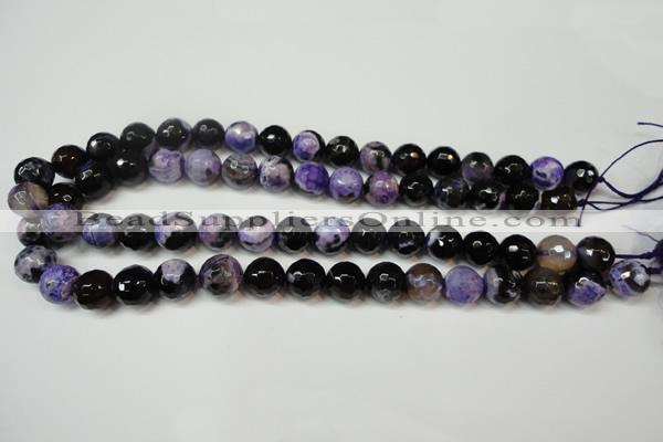 CAG5824 15 inches 12mm faceted round fire crackle agate beads