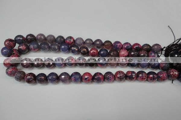 CAG5826 15 inches 12mm faceted round fire crackle agate beads