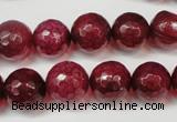 CAG5832 15 inches 12mm faceted round fire crackle agate beads