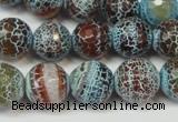 CAG5834 15 inches 12mm faceted round fire crackle agate beads