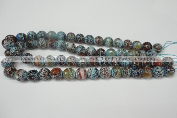 CAG5834 15 inches 12mm faceted round fire crackle agate beads