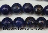 CAG5835 15 inches 12mm faceted round fire crackle agate beads