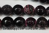 CAG5837 15 inches 12mm faceted round fire crackle agate beads