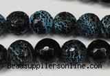 CAG5838 15 inches 12mm faceted round fire crackle agate beads