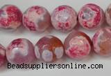 CAG5845 15 inches 14mm faceted round fire crackle agate beads