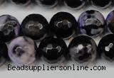 CAG5846 15 inches 14mm faceted round fire crackle agate beads