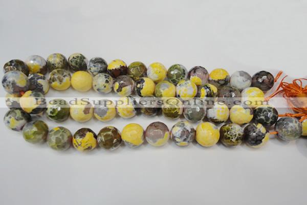 CAG5858 15 inches 16mm faceted round fire crackle agate beads