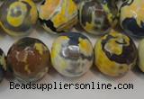 CAG5869 15 inches 16mm faceted round fire crackle agate beads