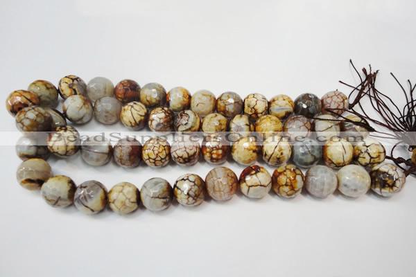 CAG5867 15 inches 16mm faceted round fire crackle agate beads