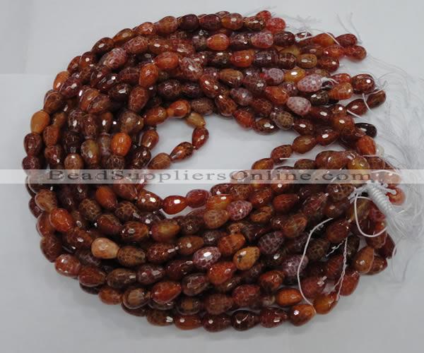 CAG587 15.5 inches 10*14mm faceted teardrop natural fire agate beads