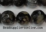 CAG5870 15 inches 16mm faceted round fire crackle agate beads