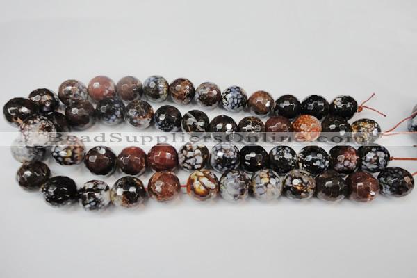 CAG5871 15 inches 16mm faceted round fire crackle agate beads