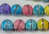 CAG5892 15 inches 12mm faceted round tibetan agate beads wholesale