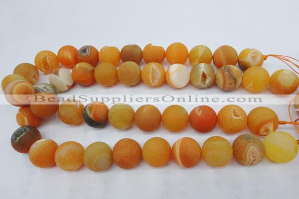 CAG5939 15 inches 20mm round matte druzy agate beads wholesale