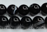 CAG5946 15.5 inches 12mm round black line agate beads wholesale