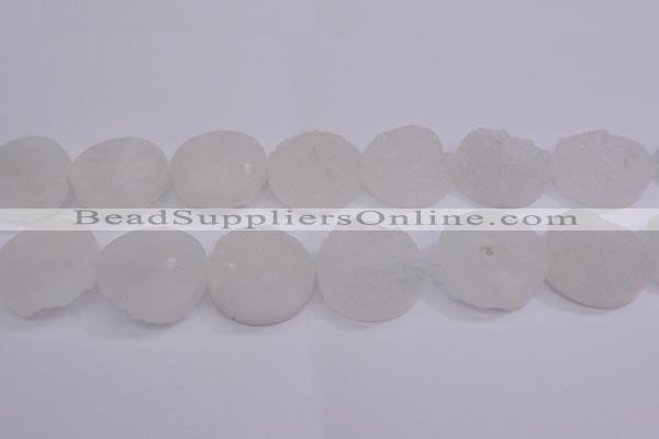 CAG5983 15.5 inches 30mm coin white agate gemstone beads