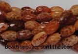 CAG599 15.5 inches 10*14mm faceted rice natural fire agate beads