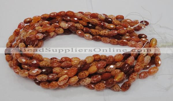 CAG599 15.5 inches 10*14mm faceted rice natural fire agate beads